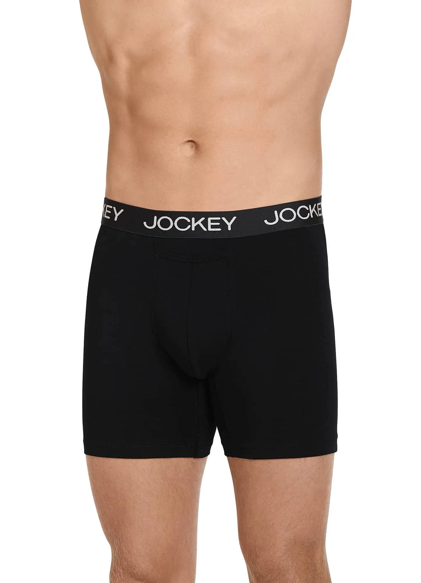 Jockey Men's Sport Silver Cotton Stretch 6" Boxer Brief L Black