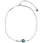 Pura Vida 14" Silver Mood Stone Choker Necklace - Brand Charm, 3" Extender