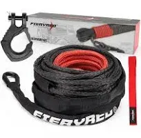 FIERYRED Synthetic Winch Rope Cable Kit with Forged Hook and Strap