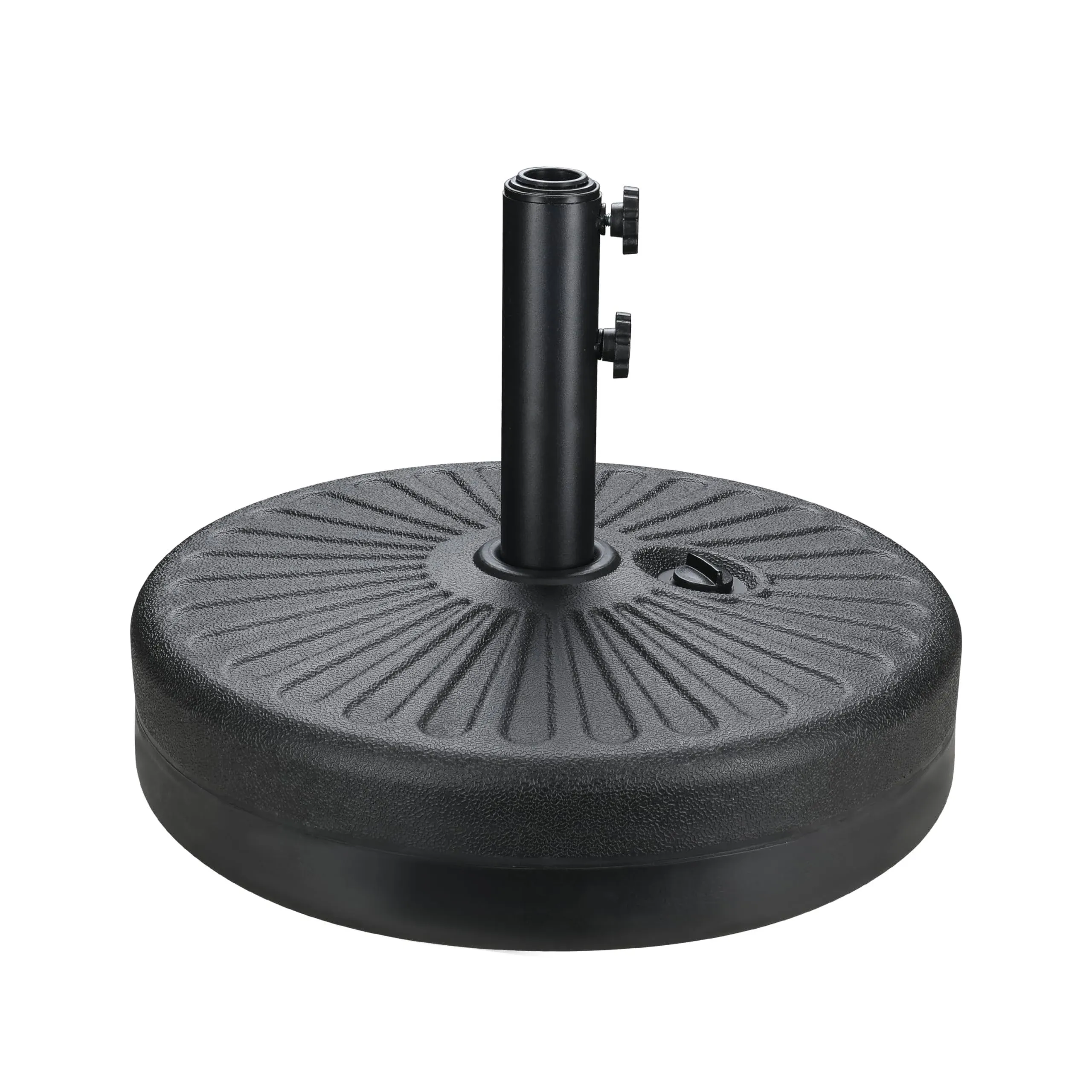 Simple Deluxe 20 Inch 50lbs Weight Capacity Heavy Duty Fillable Market Patio Umbrella Round Base Stand with Holder for Outdoor Lawn, Garden, Yard, Deck, 20inch, Black