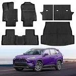 TSLDRV Floor Mats for Toyota RAV4 2025 2024-2019 (Include Hybrid) Full Set All Weather Floor Mats for Toyota RAV4 Accessories 2025 2024-2019 TPE