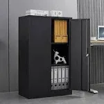 Metal Storage Cabinet FreeStanding with Adjustable Shelves and Locking Doors