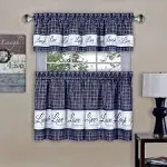 Achim Live Love Laugh Window Curtain Tier Pair and Valance Set Navy