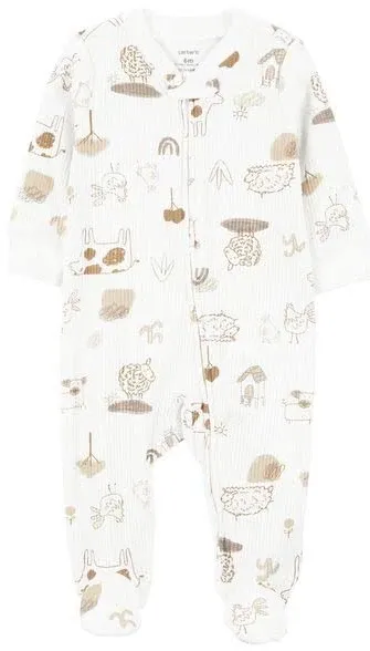 Carter's Baby Boys' Cotton Zip-up Sleep N Play (Ivory Animals, 6 Months)