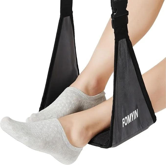 Airplane Footrest with No Feet Clashing Support Design, Portable Travel Foot Hammock to Relax Your Feet, Memory Foam Plane Foot Rest to Relieve Feet Soreness - Long Flights Essentials