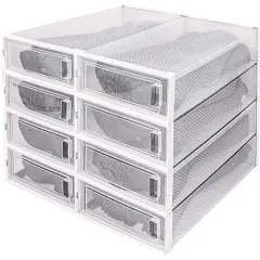 8 Pack Stackable Clear Plastic Boot Storage Box