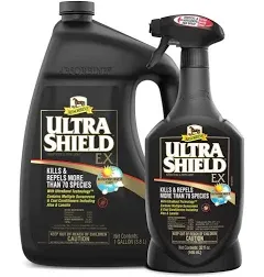 Absorbine UltraShield EX Combo 32oz Sprayer + 128oz Refill Insecticide, Kills & Repels Flies, Mosquitoes, Ticks, Fleas, Lice, Use on Horses, Dogs, Premises