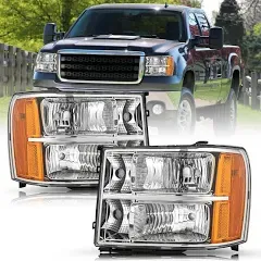 Fit for 2007-2013 GMC Sierra 1500 Headlight Assembly 07-14 GMC Sierra 2500 HD...