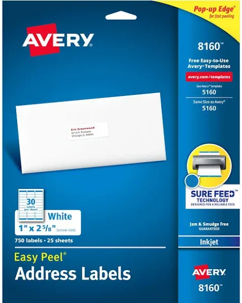 Avery Easy Peel Return Address Labels with Sure Feed Technology