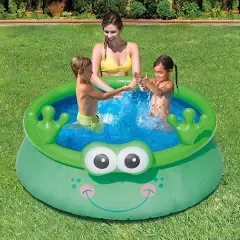 Summer Waves 6ft x 20in Inflatable Frog Character Quick Set Pool, Green (Used)