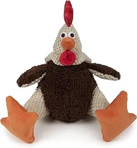 Godog Checkers Chew Guard Rooster Plush Dog Toy