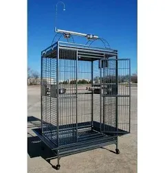 X-Large Elegant Play Top Bird Cage Parrot Finch Macaw Cockatoo Bird Wrought Iron Rolling Cage 28" x 22" x 75"H