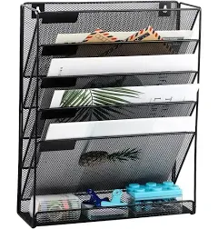 Desk File Organizer Mesh 5-Tier, Hanging Wall Mount Document Organization Stand,