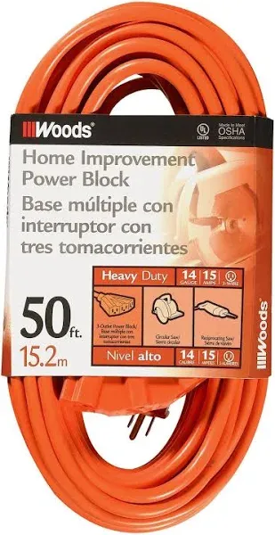 Woods 14/3 SJTW 300 volt 50 ft. L Power Cord