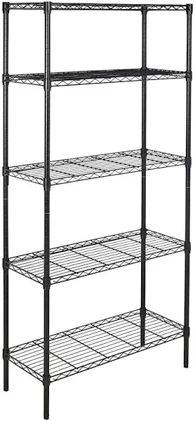 5-Shelf Black Shelving Unit