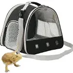 Bearded Dragon Travel Carrier,Lizards Carrier, Small Animal Travel Carrier for Sugar Glider Hedgehog Rat Parrot Bird Guinea Pig, Portable Guinea Pig Travel Carrier for 2 (Black, Carrier)