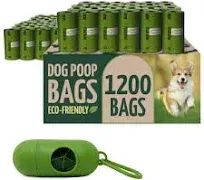 Reli. Biodegradable Dog Poop Bags w/Holder 1200 Bags - 80 Rolls Bulk | Leash | -