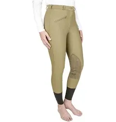 TuffRider Ladies 24 Ribb Knee Patch Front Zip Breeches Charcoal Gray Riding Pant