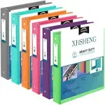 3 Ring Binders,1“ Slant D Ring Biner,One Touch Open D Ring,View Binders with Interior Pockets,Colorful,6 Pack