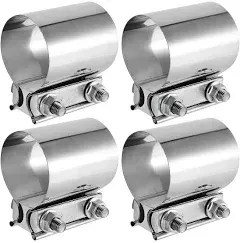 4 PCS 2.5 Inch Butt Joint Exhaust Band Clamp Sleeve, 2 1/2 Inch Stainless Steel Exhaust Clamp for Exhausts, Mufflers, Downpipes