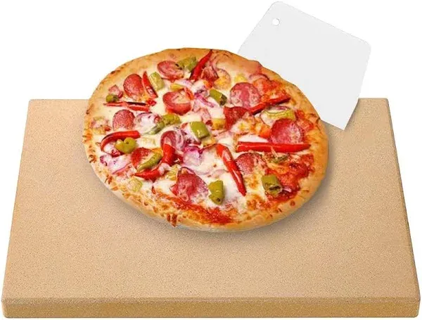  Pizza Stone for Oven and Grill, Free Wooden Pizza 15 x 12 inch + Pizza Peel