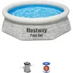 Bestway 8' x 24" Round Inflatable Swimming Pool with Filter Pump, Gray(Open Box)