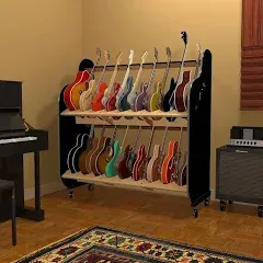 The Session-Pro Double-Stack Guitar Shelves | Double Decker Shelving Solution to Organize Your Collection of Acoustic & Electric Instruments | Made in USA