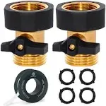 Morvat Heavy Duty Brass & Rubber Garden Hose Connector Shut Off Valve