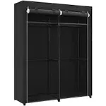 SONGMICS Closet Storage Organizer, Portable Wardrobe with Hanging Rods, Clothes Rack Black