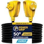 Camco 55197 Black 30A 125 to 3750V 10 ga. Extension Power Cord 50 L ft.