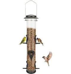 MIXXIDEA Metal Wild Bird Feeder,Squirrel Proof Bird Feeders for Outside,Hanging 6 Port Tube Bird Feeder Transparent Finch Bird Feeder for Attracting Birds in Your Lawn, Garden, Balcony – Coffee