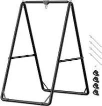 GREENSTELL Hammock Chair Stand, Swing Stand with 3 Hooks Fit for Most Hanging Chairs, Ground Nails for Outdoor and Rubber Clamps for Indoor