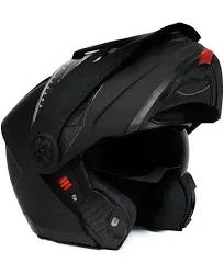 Milwaukee Helmets MPH9820DOT Flat Black 'Ominous' Dual Sport Advanced Motorcycle Modular Helmet for Men and Women Biker - X-Large