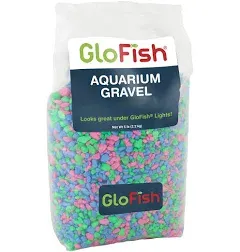 GloFish Aquarium Gravel, Pink/Green/Blue Fluorescent, 5-Pound, Bag Pink/Green/Blue Fluorescent, 4 x 5 x 9 inches ; 5 pounds