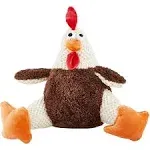 Godog Checkers Chew Guard Rooster Squeaky Plush Dog Toy, Fat Large