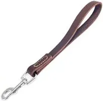 Leather Short Dog Lead, Strong Traffic Pet Lead with 360º Heavy Duty Metal Ho...