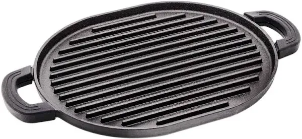 Cast Iron Grill, 12.42”x10.21” Non-Stick Grilling Surface, Deep Grill Ridges