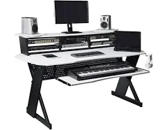 BE200 Series Music Studio Desk Workstation with 2 x 4U Rack (White)