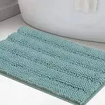 Turquoize Non Slip Shaggy Bathroom Rugs Blue Bath Rugs for Bathroom Chenille Bath Rugs for Bathroom 1 Piece Bath Mat Set Super Absorbent Shower Rug for Tub Mats, 20"x 32", Duckshell Blue