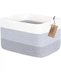 COMFY-HOMI Cotton Rope Woven Basket with Handles for Shelves, Toy, Book, Cloth Storage Basket for Organizingnew 13.5" x 11" x 9.5" Decorative Nursery