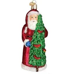 Old World Christmas Glass Blown Ornament Santa With Calling Birds