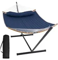 SUNCREAT Outdoor Hammock with Curved Spreader Bar Patio Double Hammock with Stand