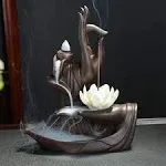 XUDREZ Zen Lotus Backflow Incense Burner with 20pcs Backflow Incense Cone, Home Ceramic Backflow Incense Cone Holder Bur