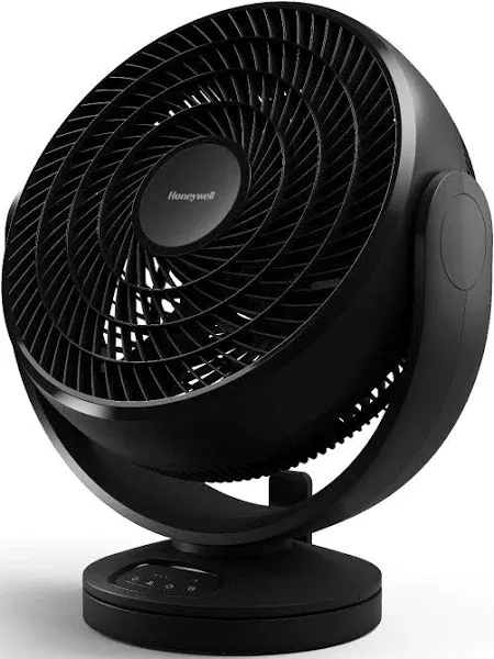 Honeywell Turbo Force Small Fan. Powerful floor fan for Home, Bedroom, or Office with Remote Electronic LED Controls, 3 Speeds and 90 Degree Pivot. Black, HF715