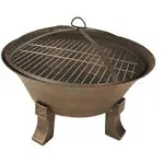 Bluegrass Living 26 inch Cast Iron Deep Bowl Fire Pit with Cooking Grid, Weather Cover, Spark Screen, and Poker