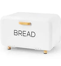 White Bread Box for Kitchen Countertop - Large Capacity Bread Elegant White