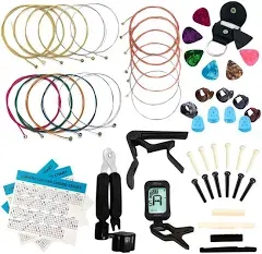 Guitar Accessories Kit Include Acoustic Strings Tuner Capo 3-in-1 Restring To...