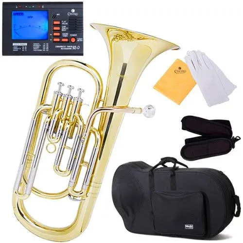 Mendini MBR-30 Intermediate Brass B Flat Baritone Horn with Stainless Steel Pistons