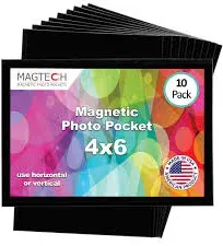 Magnetic Photo Pocket Picture Frame, Holds 4x6 Inch Photos, 4 x 6 Inches Black