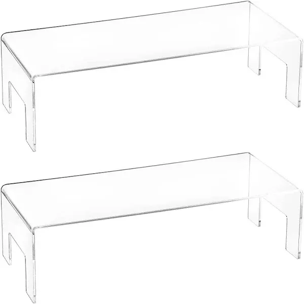 Frcctre 2 Pack Clear Acrylic Display Risers, 5mm Thick Acrylic Display Stand Showcase Fixtures for Jewelry, Acrylic Disp